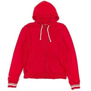 MITCHELL AND NESS Distressed Throwback Fleece Zip Hoodie Red Stripe Sporty Large